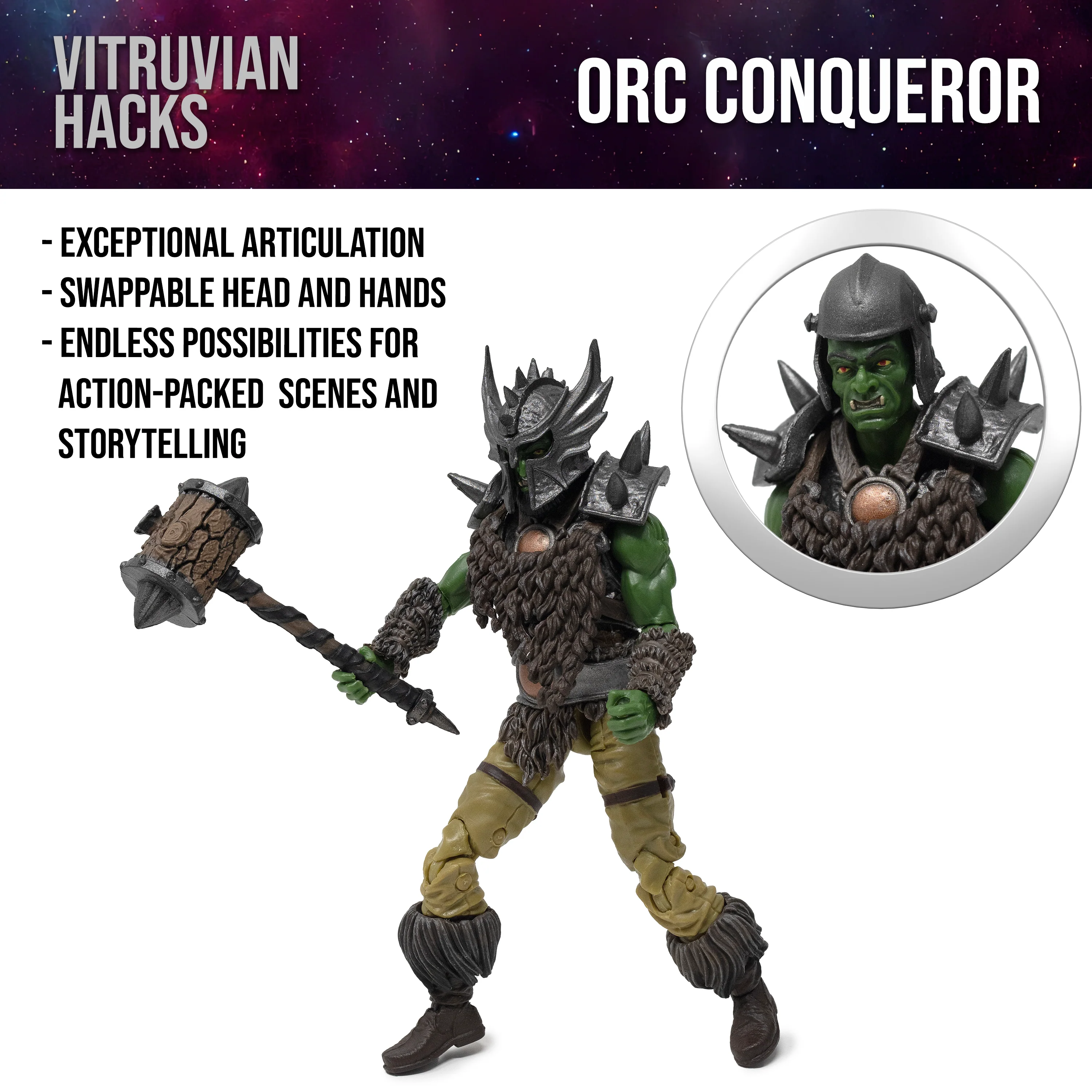 Vitruvian H.A.C.K.S. Action Figure: Male Orc Conqueror - Image 3