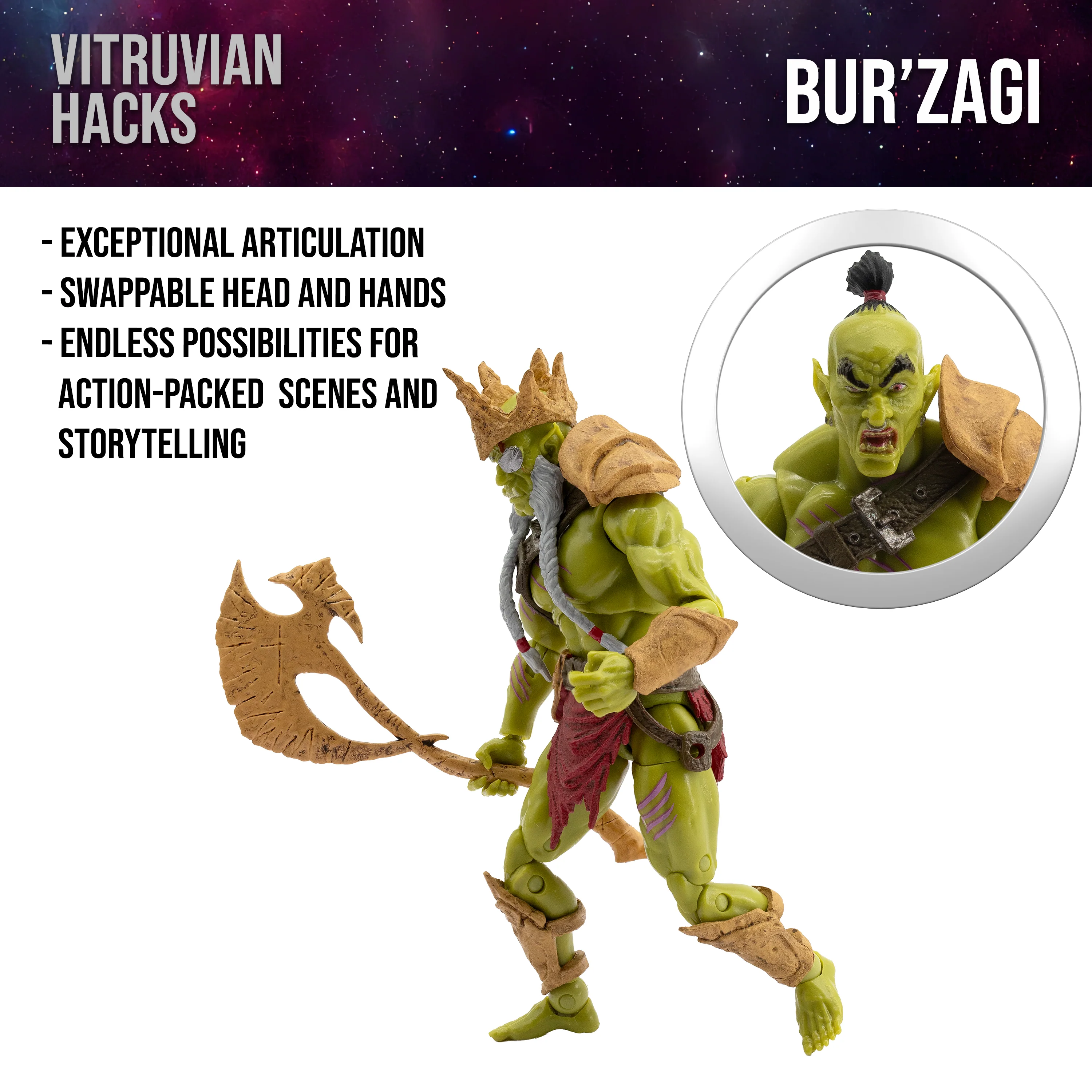 Vitruvian H.A.C.K.S. Action Figure - Bur’Zagi (Mighty Orc Sovran) - Image 9