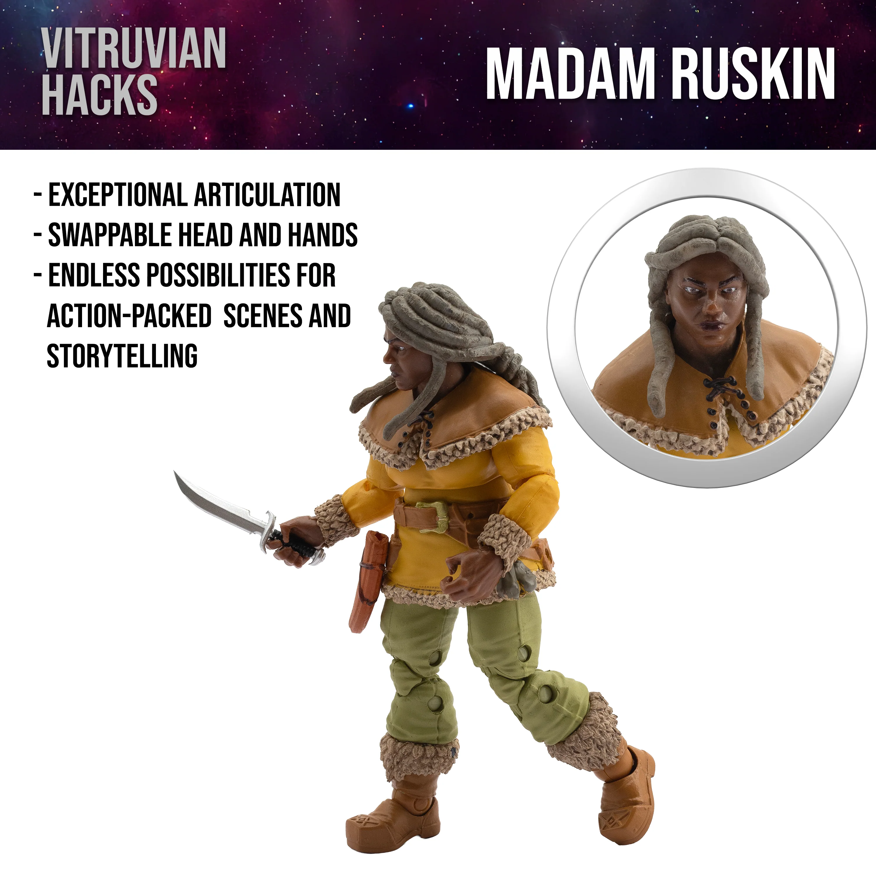 Vitruvian H.A.C.K.S. Action Figure - Madame Ruskin (Dwarf Tavern Keeper) - Image 6