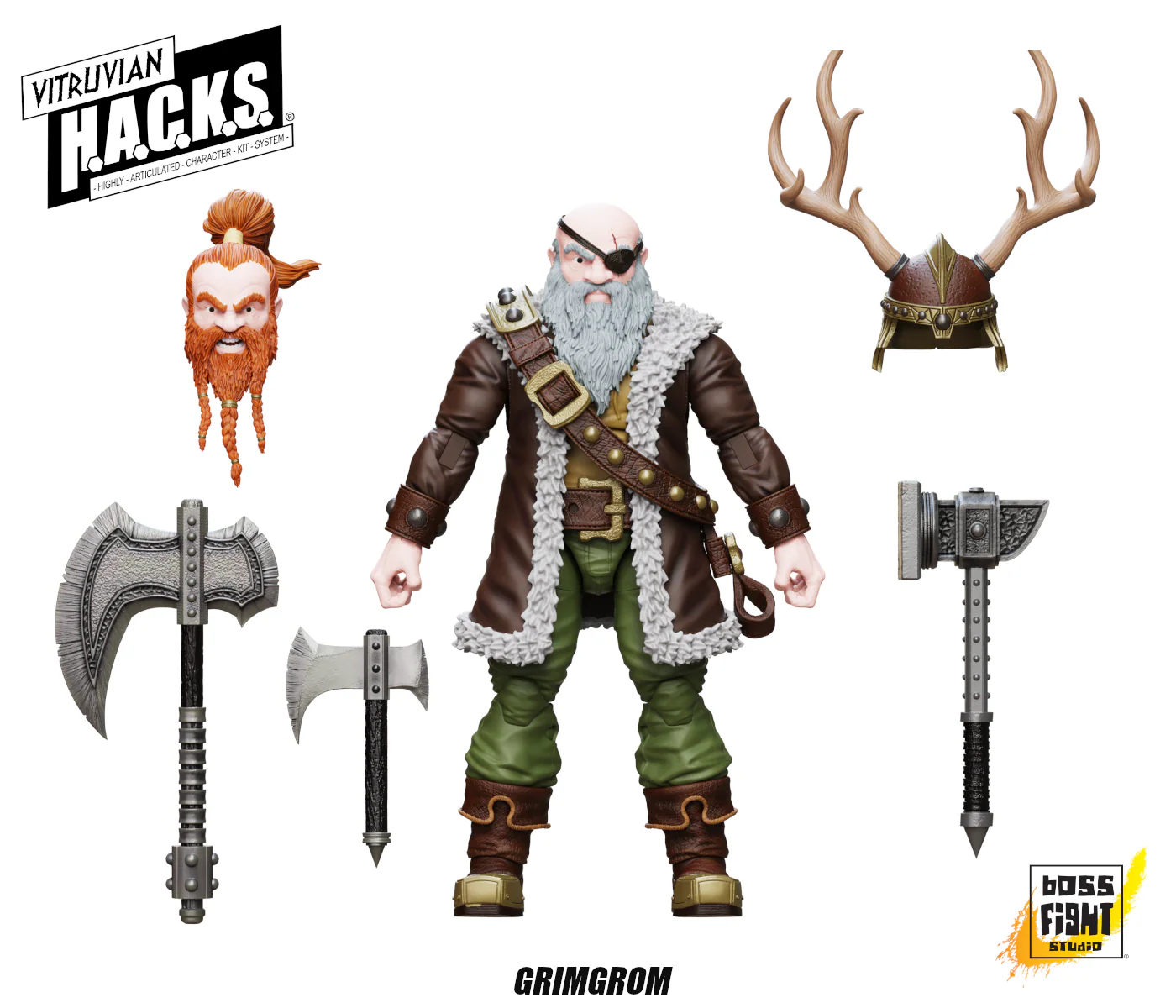 Vitruvian H.A.C.K.S. Action Figure - Grimgrom (Dwarf Mercenary) - Image 8