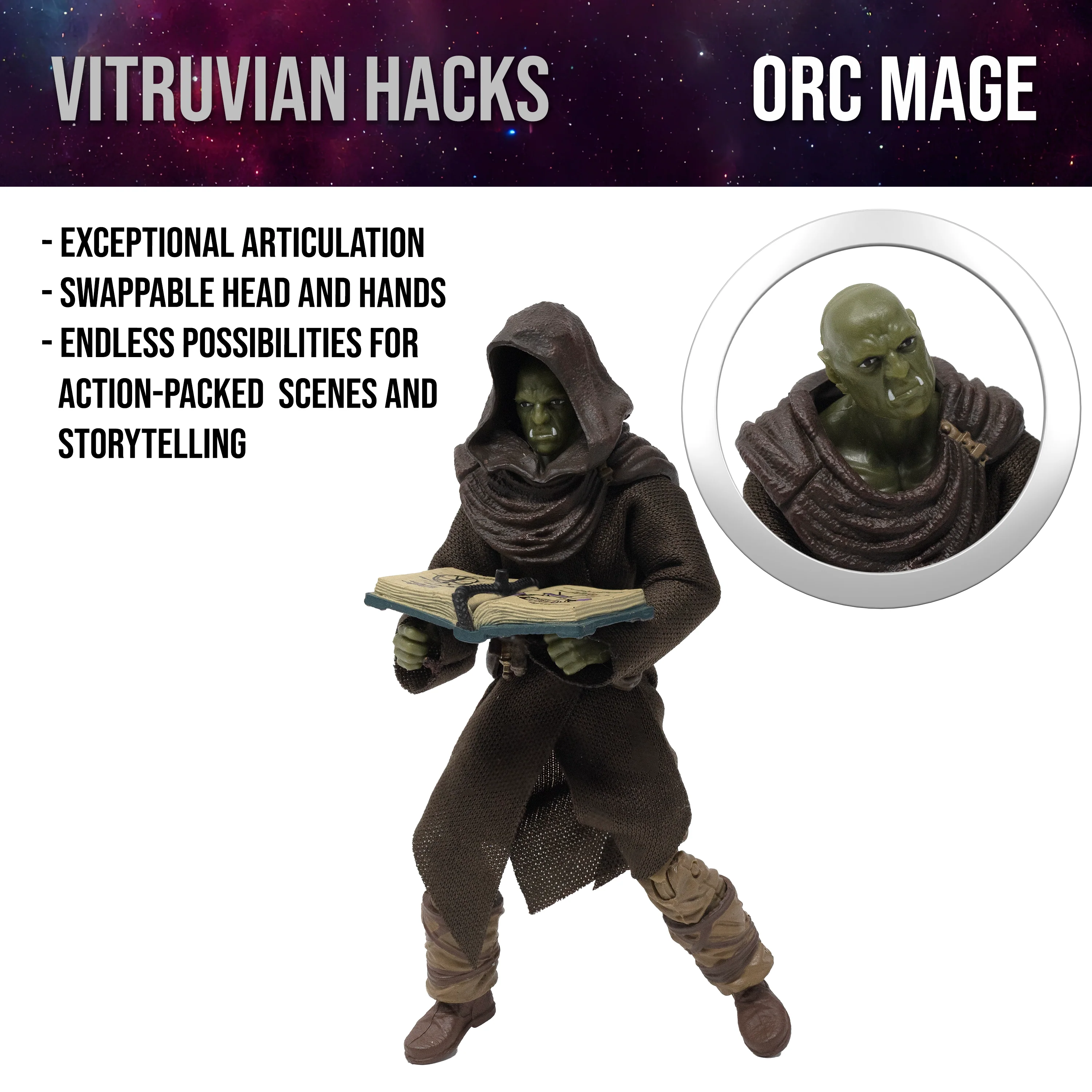 Vitruvian H.A.C.K.S. Action Figure: Darsalk - Orc Mage - Image 6